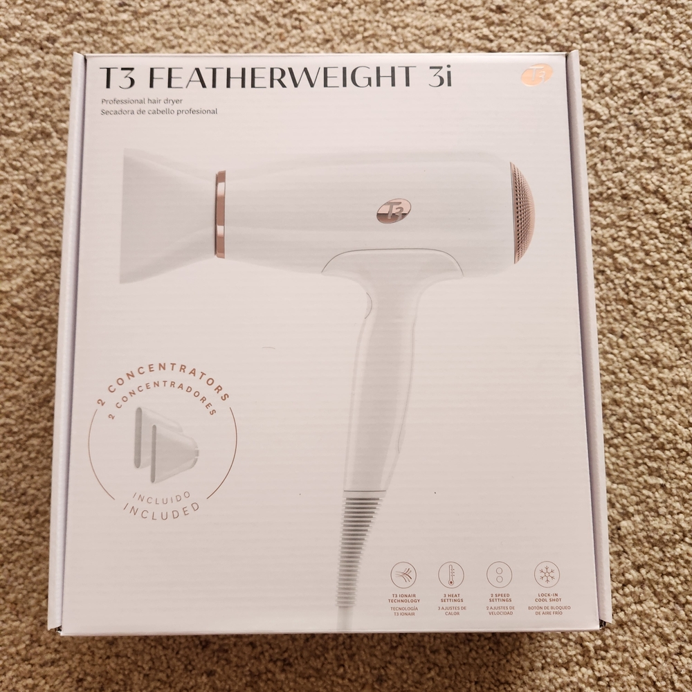 T3 Featherweight 3i White Hair Dryer with Rose Gold Accents